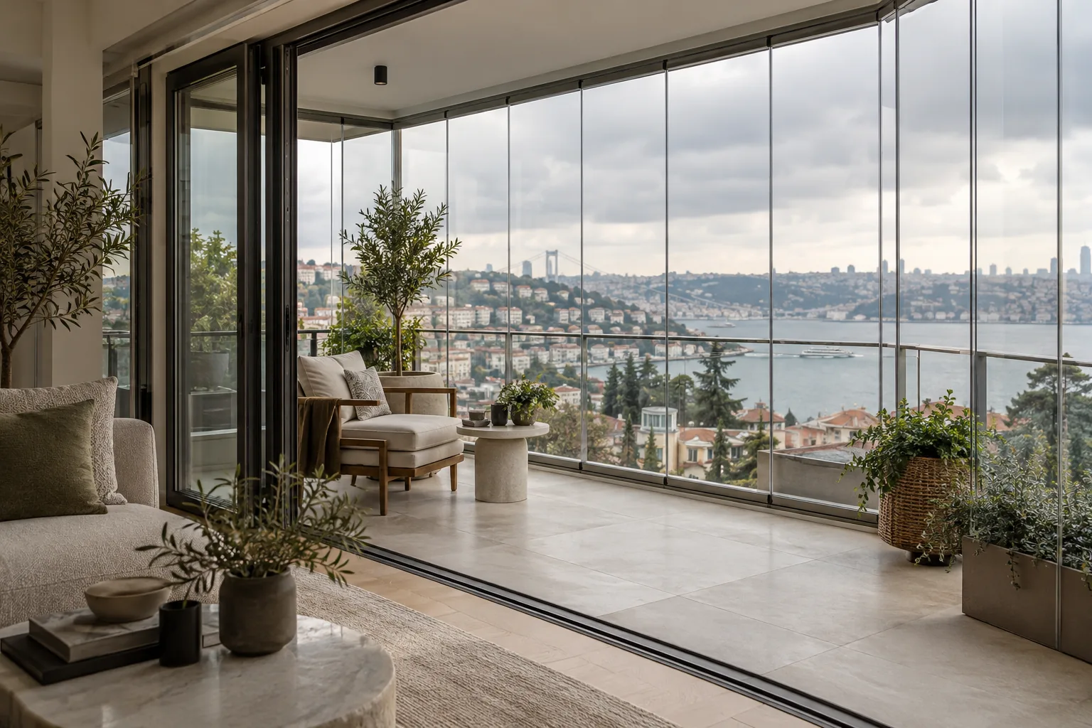 Balkon kapatma için Cam Balkon uygulamasını gösteren temsili görsel